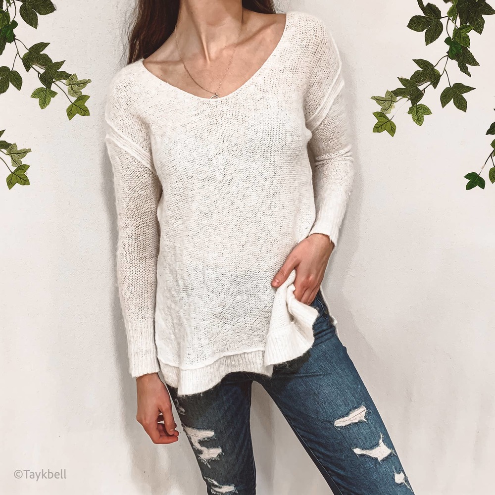 Free People Alpaca Cream Knit Pullover Sweater XS